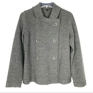 Eileen Fisher womens gray double breasted jacket S